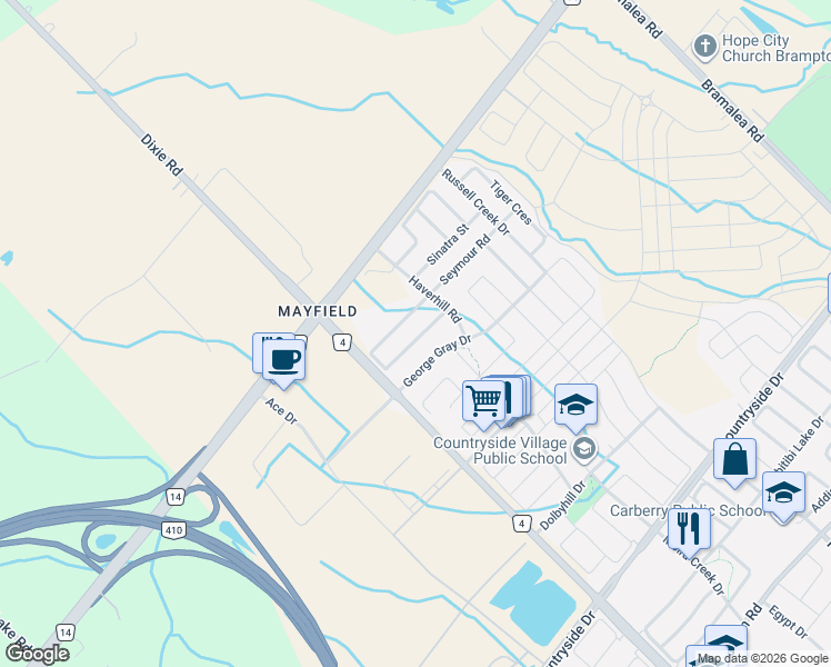map of restaurants, bars, coffee shops, grocery stores, and more near 81 Folgate Crescent in Brampton