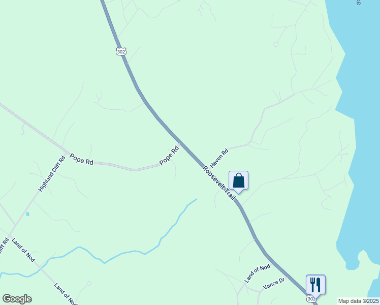 map of restaurants, bars, coffee shops, grocery stores, and more near 64 Roosevelt Trail in Windham