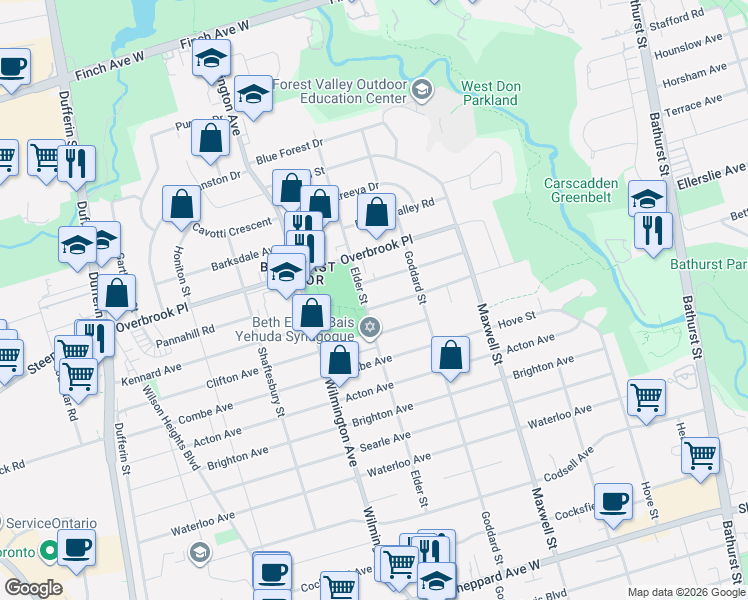 map of restaurants, bars, coffee shops, grocery stores, and more near 48 Kennard Avenue in Toronto