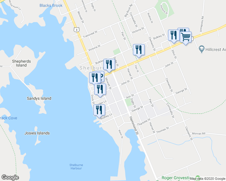 map of restaurants, bars, coffee shops, grocery stores, and more near 142 Mowatt Street in Shelburne