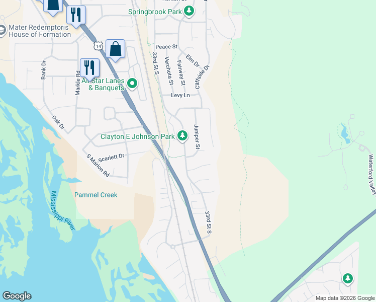 map of restaurants, bars, coffee shops, grocery stores, and more near 4614-4798 33rd Street South in La Crosse