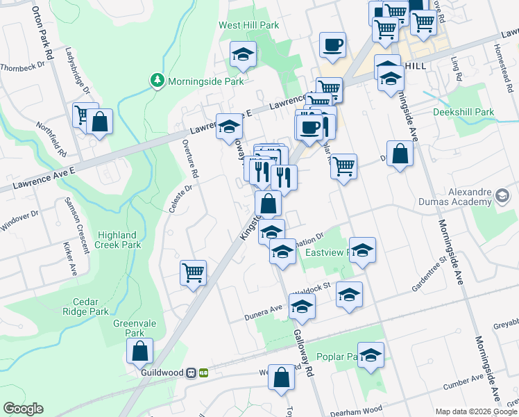 map of restaurants, bars, coffee shops, grocery stores, and more near in Toronto