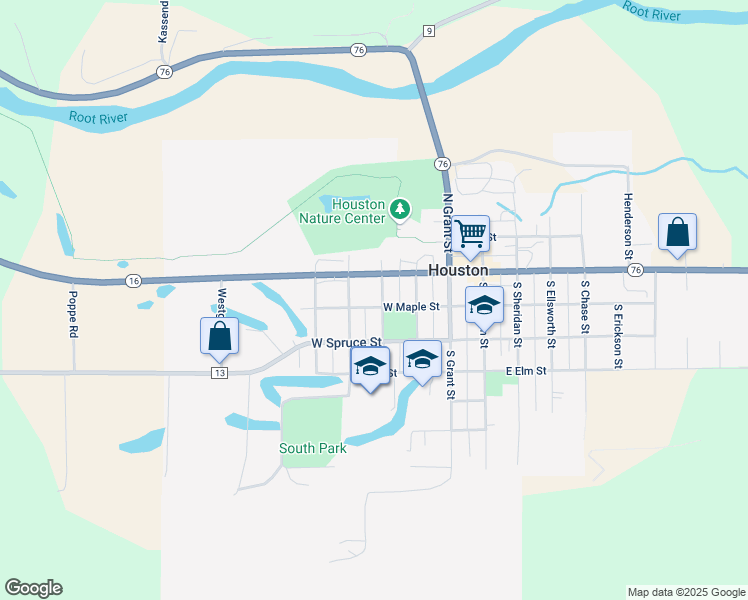 map of restaurants, bars, coffee shops, grocery stores, and more near 117 South Jackson Street in Houston