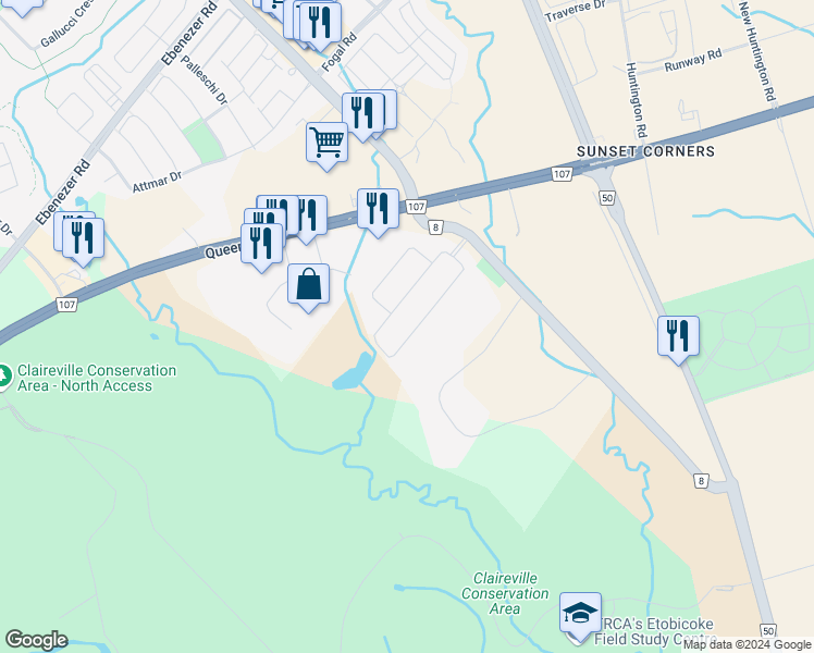 map of restaurants, bars, coffee shops, grocery stores, and more near 27 Kelways Circle in Brampton