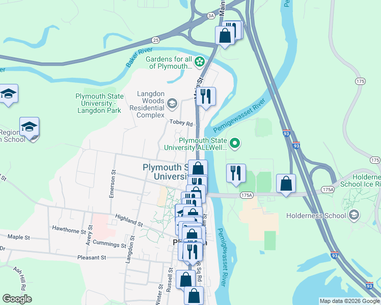 map of restaurants, bars, coffee shops, grocery stores, and more near 6 Weeks Street in Plymouth