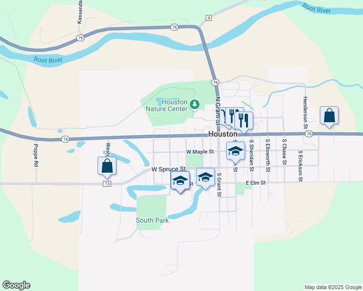 map of restaurants, bars, coffee shops, grocery stores, and more near 117 South Jackson Street in Houston