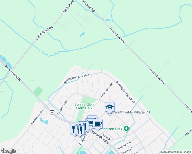 map of restaurants, bars, coffee shops, grocery stores, and more near 48 Maple Cider Street in Caledon