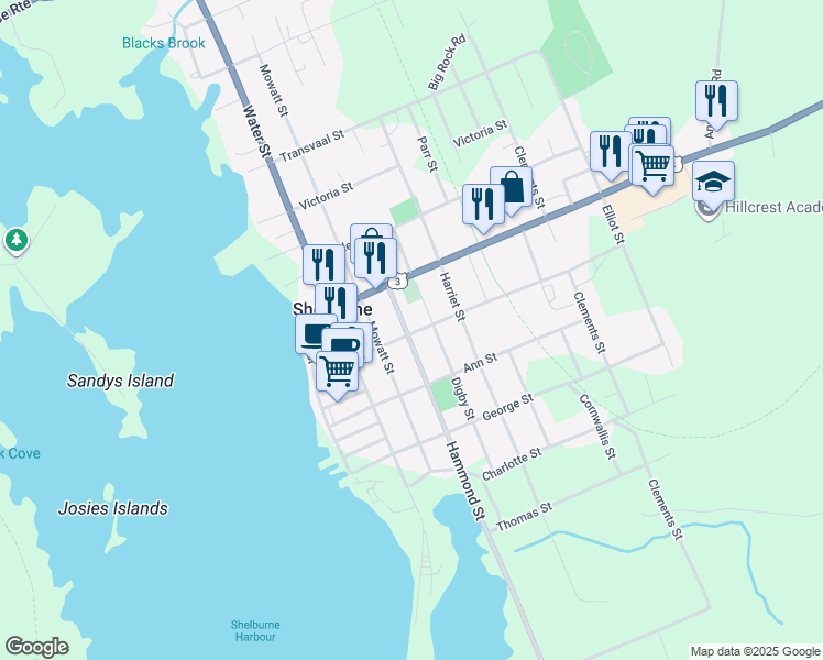 map of restaurants, bars, coffee shops, grocery stores, and more near 5 Hammond Street in Shelburne