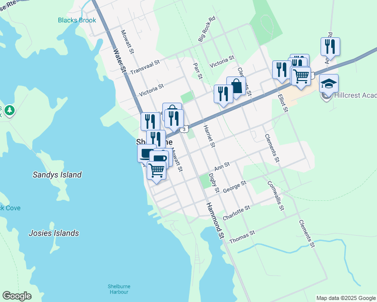 map of restaurants, bars, coffee shops, grocery stores, and more near 4 Hammond Street in Shelburne