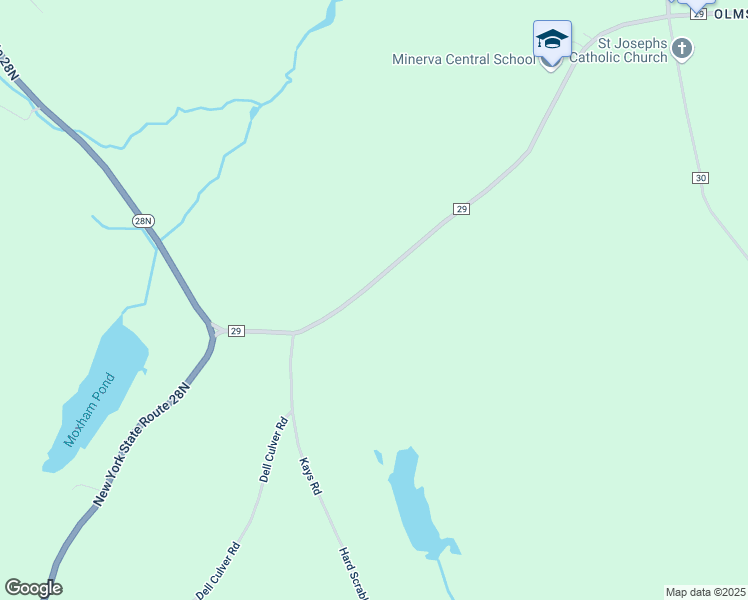 map of restaurants, bars, coffee shops, grocery stores, and more near 1591 County Road 29 in Essex County