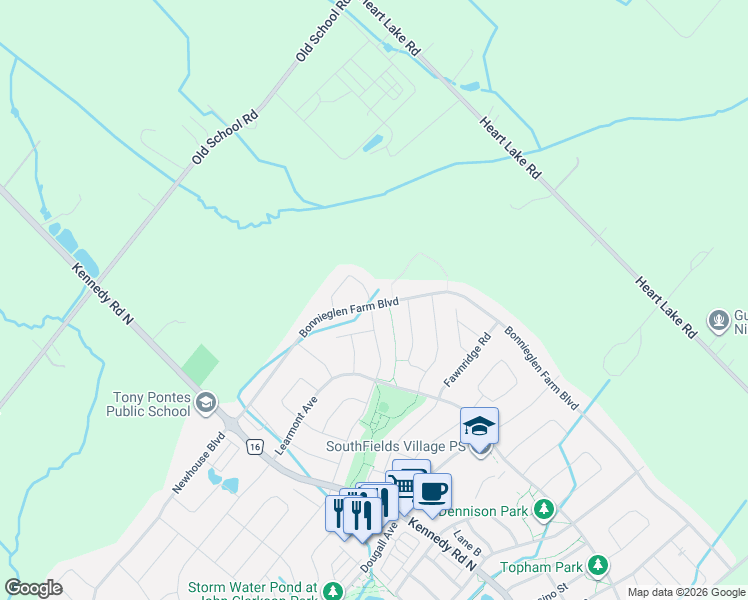 map of restaurants, bars, coffee shops, grocery stores, and more near Speers Avenue in Regional Municipality of Peel