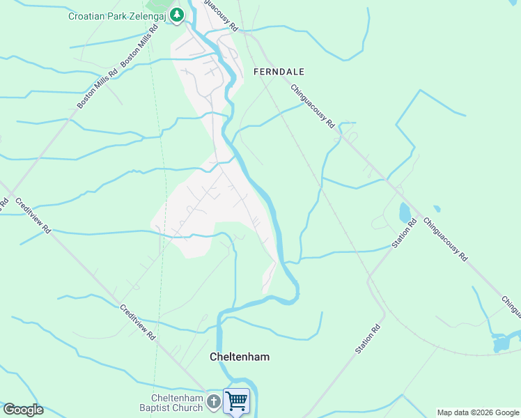 map of restaurants, bars, coffee shops, grocery stores, and more near 31 Credit Road in Caledon