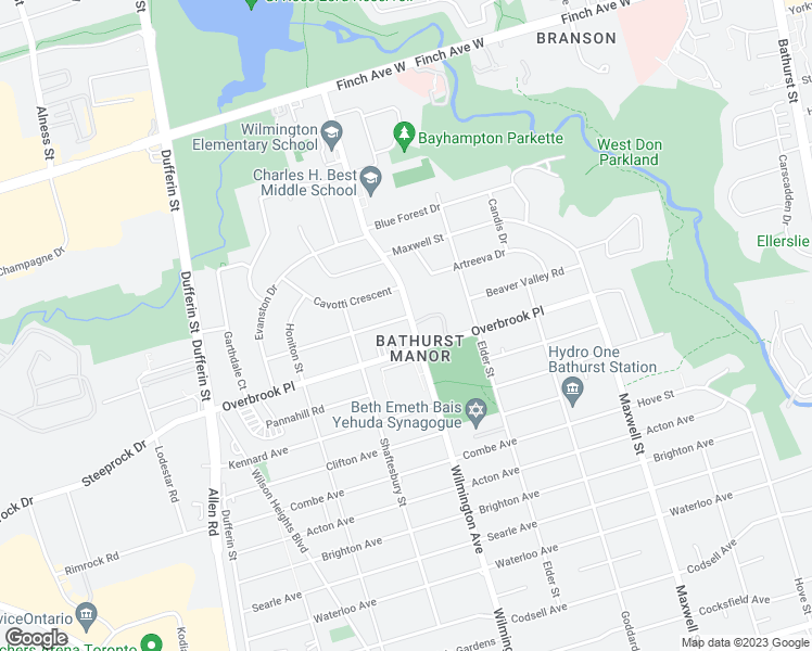 map of restaurants, bars, coffee shops, grocery stores, and more near 234 Wilmington Avenue in Toronto