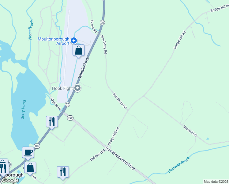 map of restaurants, bars, coffee shops, grocery stores, and more near 15-23 Ben Berry Rd in Moultonborough