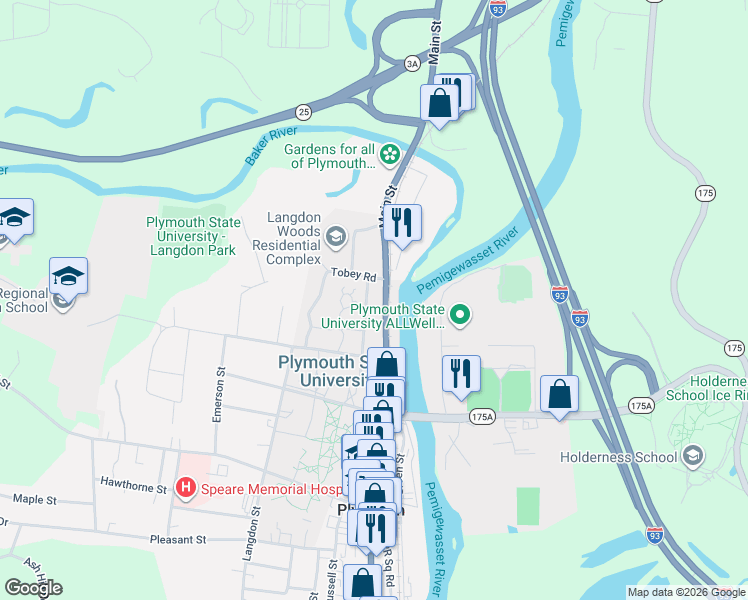 map of restaurants, bars, coffee shops, grocery stores, and more near 1 Weeks Street in Plymouth