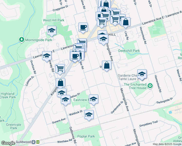 map of restaurants, bars, coffee shops, grocery stores, and more near in Toronto