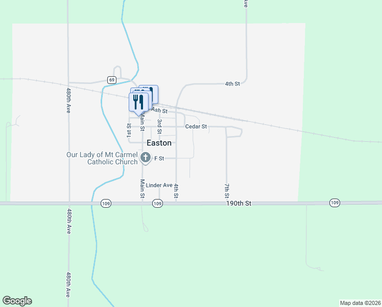map of restaurants, bars, coffee shops, grocery stores, and more near 34 5th Street in Easton