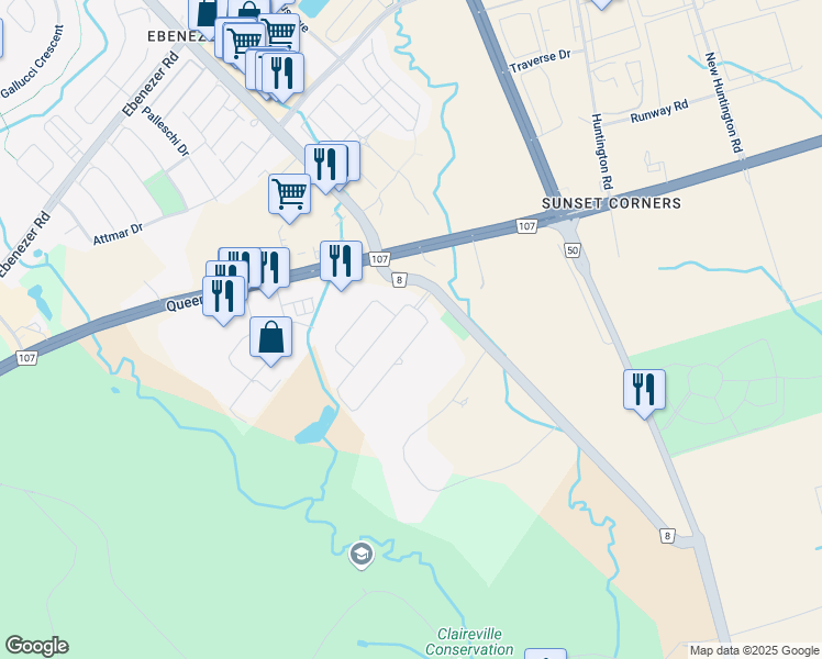 map of restaurants, bars, coffee shops, grocery stores, and more near 5 Kelways Circle in Brampton