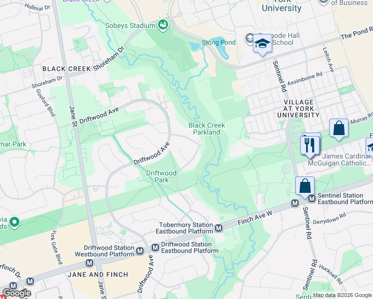 map of restaurants, bars, coffee shops, grocery stores, and more near 11 Kinnie Court in Toronto