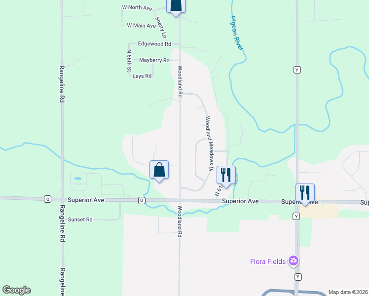 map of restaurants, bars, coffee shops, grocery stores, and more near N6182 Shadybrook Lane in Sheboygan