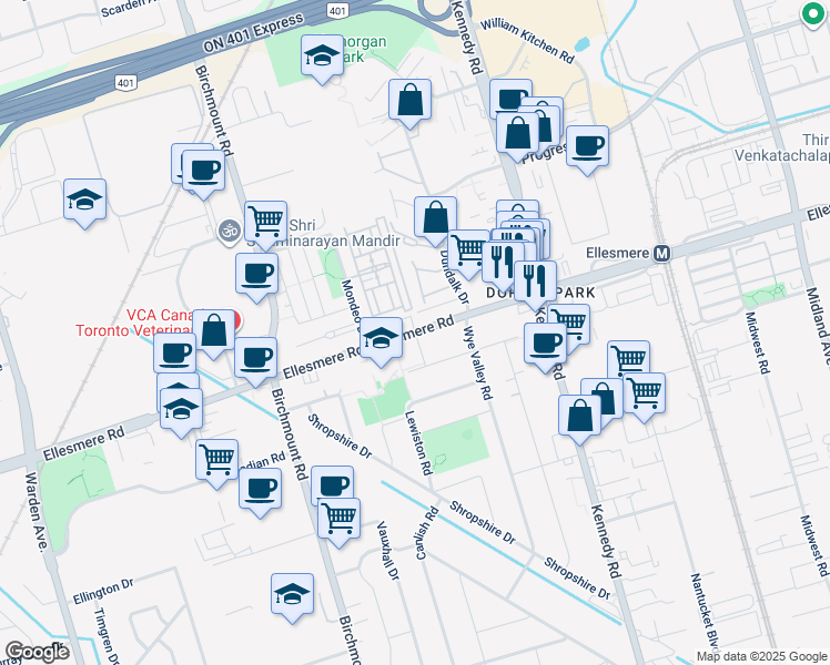 map of restaurants, bars, coffee shops, grocery stores, and more near 8 Gladeside Road in Toronto
