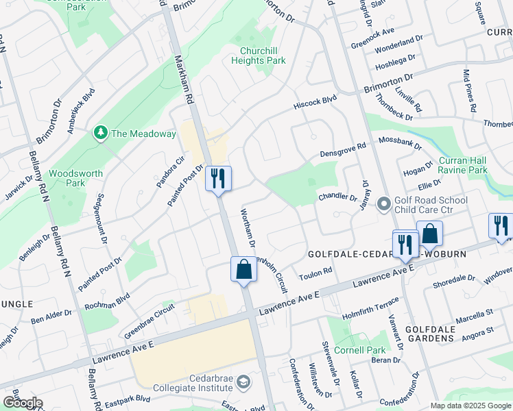 map of restaurants, bars, coffee shops, grocery stores, and more near in Toronto
