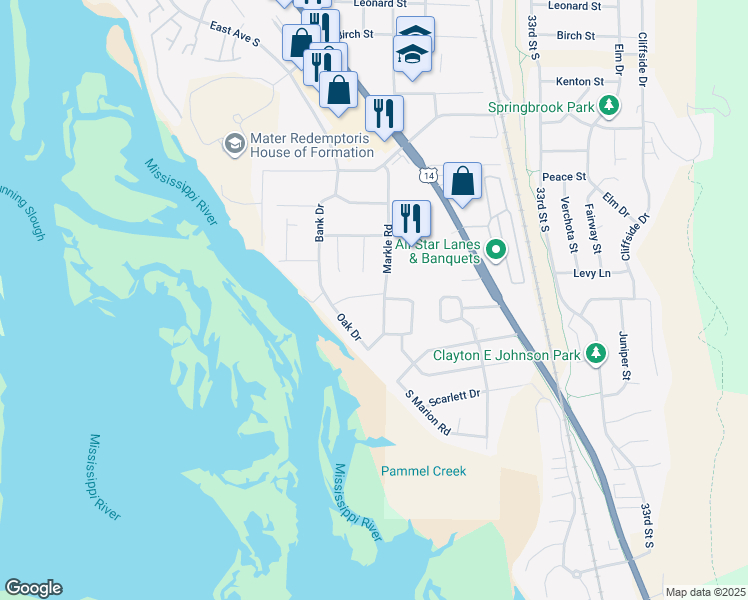 map of restaurants, bars, coffee shops, grocery stores, and more near 4328 Markle Road in La Crosse