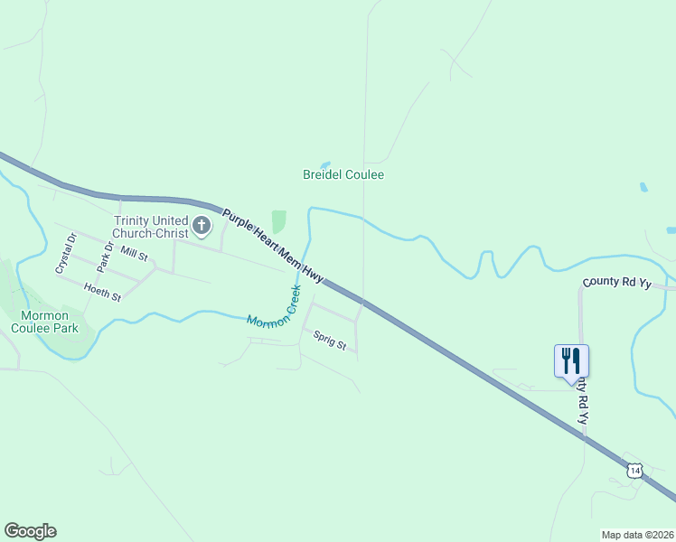 map of restaurants, bars, coffee shops, grocery stores, and more near 1186 Breidel Coulee Road in La Crosse