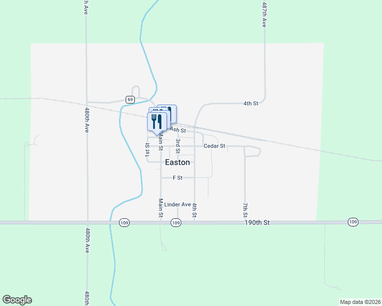 map of restaurants, bars, coffee shops, grocery stores, and more near 48 Cedar Street in Easton