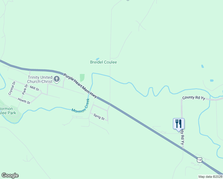 map of restaurants, bars, coffee shops, grocery stores, and more near 1186 Breidel Coulee Road in La Crosse