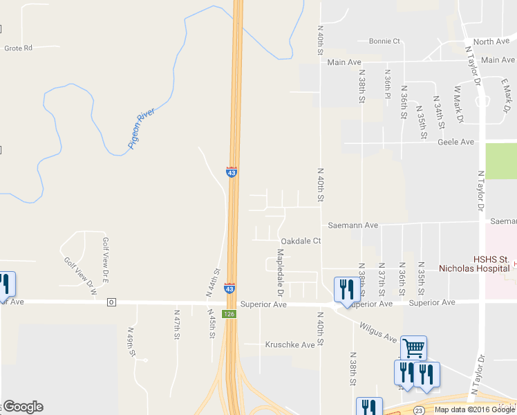 map of restaurants, bars, coffee shops, grocery stores, and more near 4218 Kirkwood Court in Sheboygan