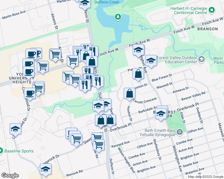 map of restaurants, bars, coffee shops, grocery stores, and more near 90 Garthdale Court in Toronto