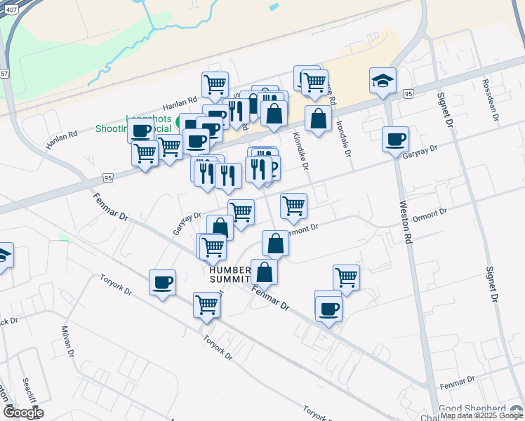 map of restaurants, bars, coffee shops, grocery stores, and more near in Toronto