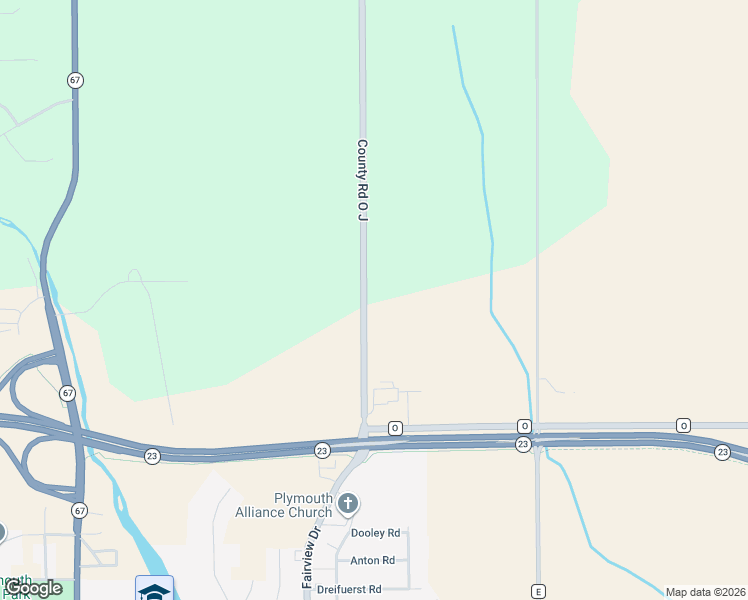 map of restaurants, bars, coffee shops, grocery stores, and more near N6213 County Road O J in Plymouth