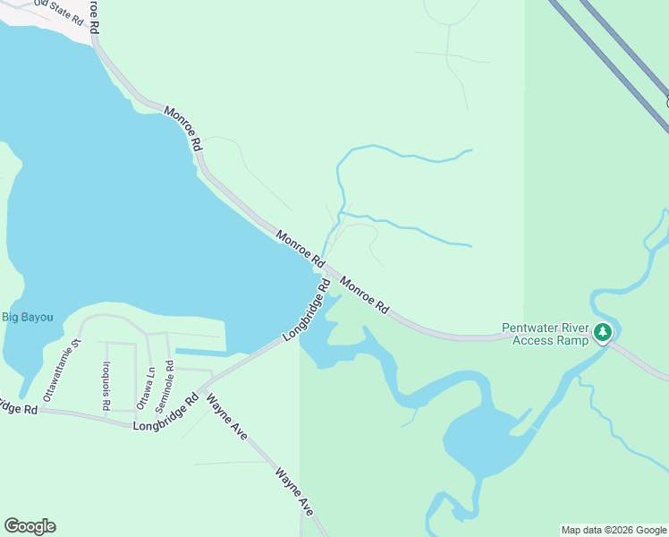 map of restaurants, bars, coffee shops, grocery stores, and more near 5176 Monroe Road in Pentwater