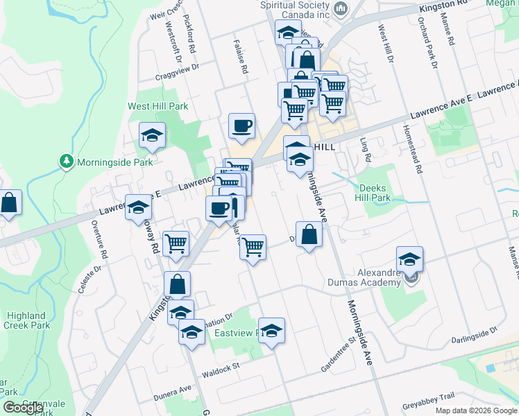 map of restaurants, bars, coffee shops, grocery stores, and more near in Toronto