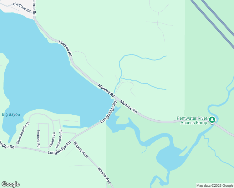map of restaurants, bars, coffee shops, grocery stores, and more near 5176 Monroe Road in Pentwater