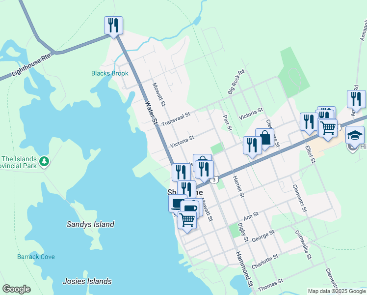 map of restaurants, bars, coffee shops, grocery stores, and more near 190 Mowatt Street in Shelburne