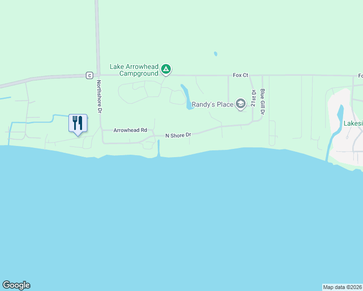 map of restaurants, bars, coffee shops, grocery stores, and more near W769 North Shore Drive in Montello