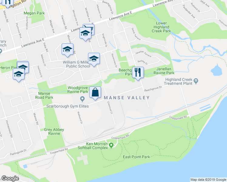map of restaurants, bars, coffee shops, grocery stores, and more near 610 Coronation Drive in Toronto