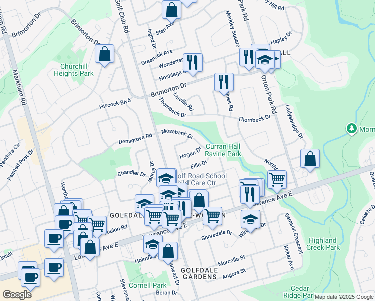 map of restaurants, bars, coffee shops, grocery stores, and more near in Toronto