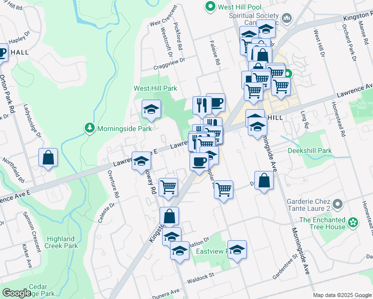 map of restaurants, bars, coffee shops, grocery stores, and more near in Toronto