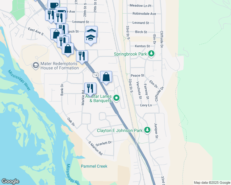 map of restaurants, bars, coffee shops, grocery stores, and more near 2 la Crosse Mobile Home Park Road in La Crosse