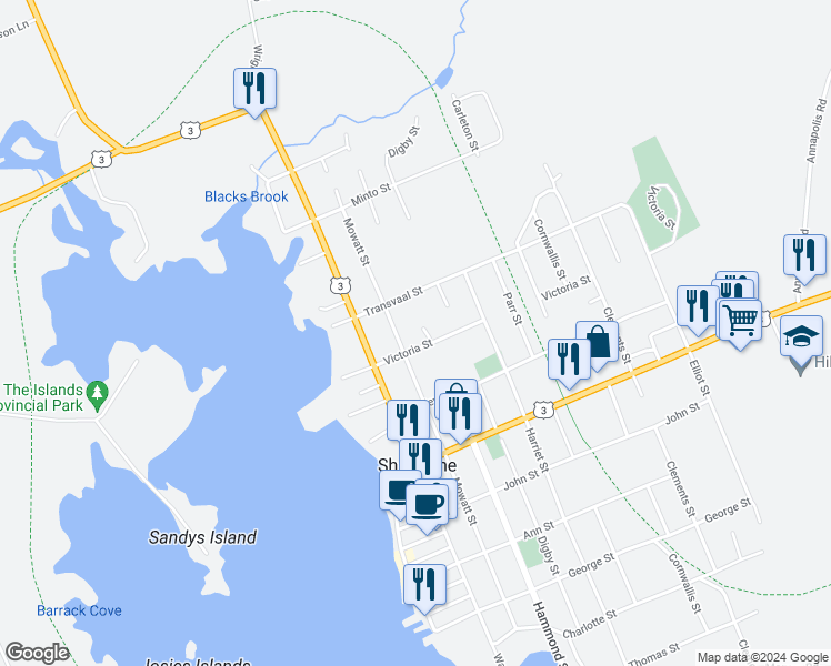 map of restaurants, bars, coffee shops, grocery stores, and more near 197 Hammond Street in Shelburne