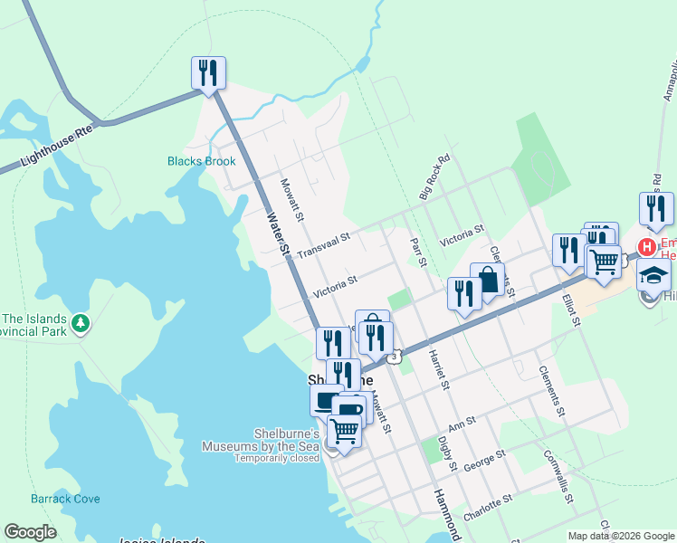 map of restaurants, bars, coffee shops, grocery stores, and more near 197 Hammond Street in Shelburne
