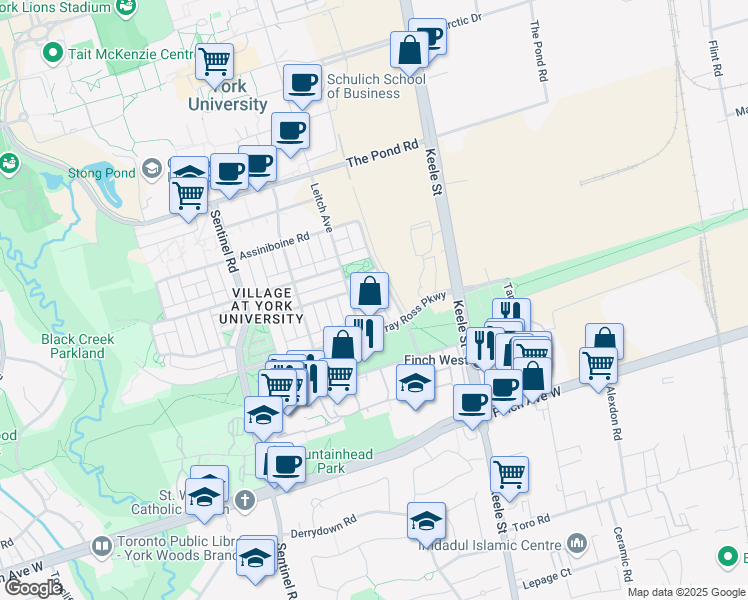 map of restaurants, bars, coffee shops, grocery stores, and more near Saywell Avenue in Toronto