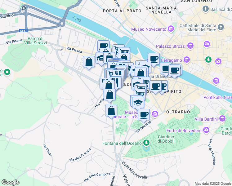map of restaurants, bars, coffee shops, grocery stores, and more near 14 Piazza Torquato Tasso in Florence