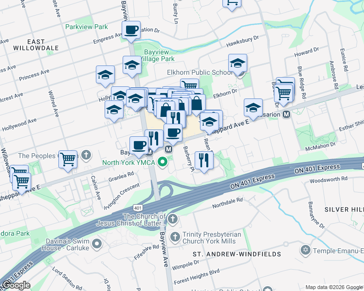 map of restaurants, bars, coffee shops, grocery stores, and more near in 