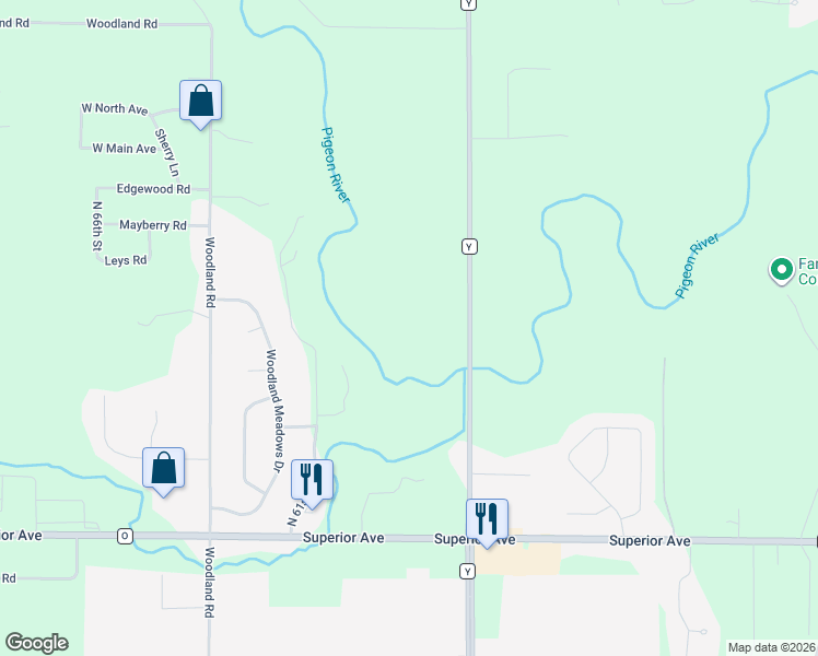 map of restaurants, bars, coffee shops, grocery stores, and more near 2216 County Road Y in Sheboygan