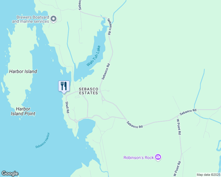 map of restaurants, bars, coffee shops, grocery stores, and more near 241 Sebasco Road in Phippsburg